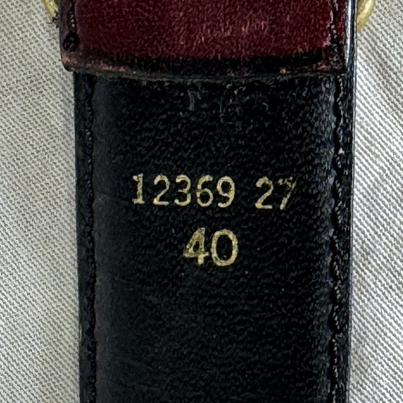 Vintage Men’s Leather Belt Solid Brass Buckle Brown 40 Unbranded Classic 90s - Picture 7 of 9